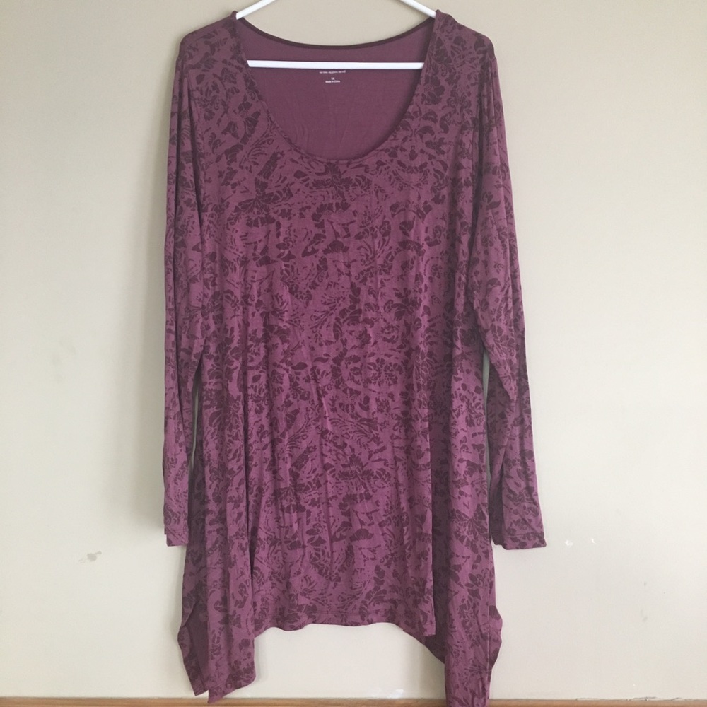 Soft Surroundings 1X Tunic Paisley Burgundy Plus